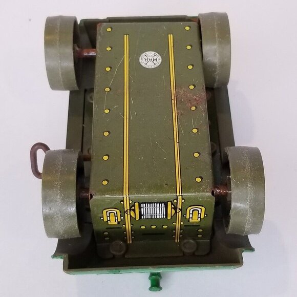 Vintage Marx Toys Wind Up Green Tin Tank Working Motor Original Key - Picture 5 of 8